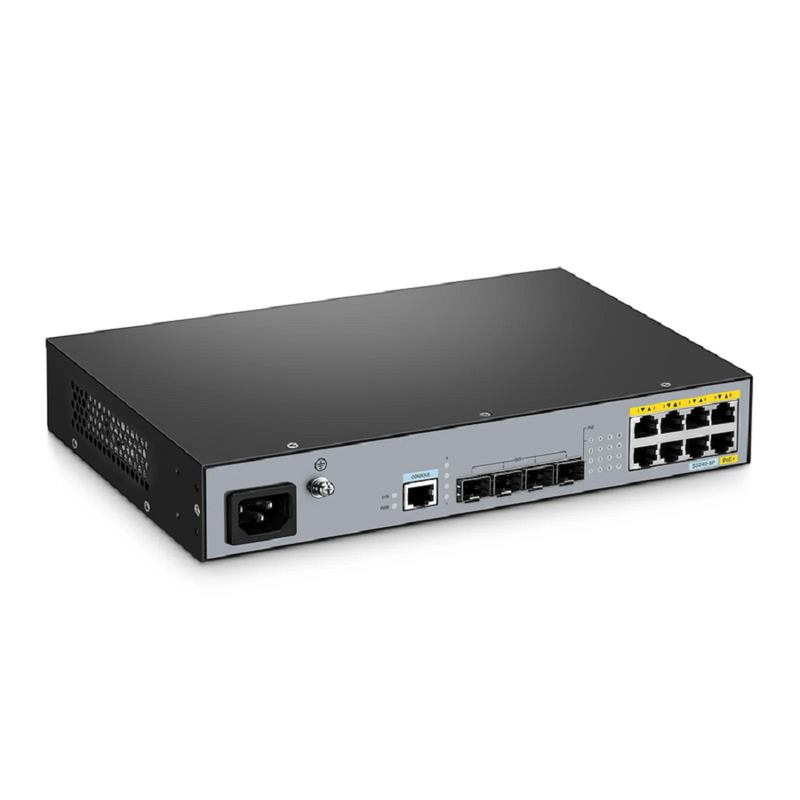 FyberOptix S3240-8P, 8-Port Gigabit Ethernet L2+ PoE+ Switch, 8 x PoE+ Ports@120W, with 4 x 10Gb SFP+ Uplinks, Stackable Switch, Fanless