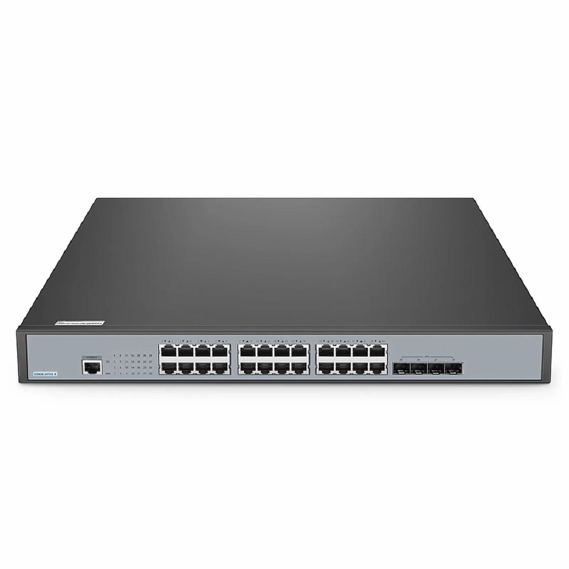 FyberOptix S3900-24T4S-R, 24-Port Gigabit Ethernet L2+ Switch, 24 x Gigabit RJ45, with 4 x 10Gb SFP+ Uplinks, Stackable Switch, Fanless, Support ETL Certification