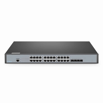 FyberOptix S3900-24T4S-R, 24-Port Gigabit Ethernet L2+ Switch, 24 x Gigabit RJ45, with 4 x 10Gb SFP+ Uplinks, Stackable Switch, Fanless, Support ETL Certification