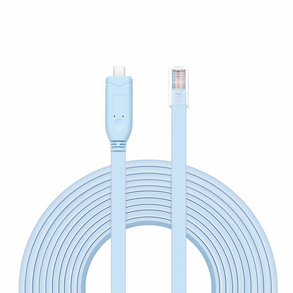 FyberOptix 7ft (2m) USB C (Male) to RJ45 (Male) Console Cable, Blue