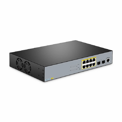 FyberOptix S3260-8T2FP, 8-Port Gigabit Ethernet L2+ PoE+ Switch, 8 x PoE+ Ports @240W, with 2 x 1Gb SFP Uplinks, Support IEEE 802.3af/at