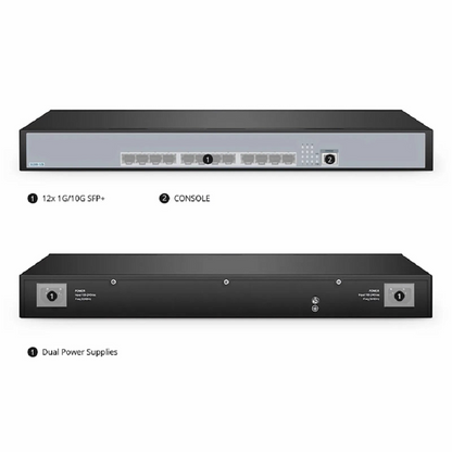 FyberOptix S5300-12S, 12-Port Ethernet L3 Switch, 12 x 10Gb SFP+, Support Stacking