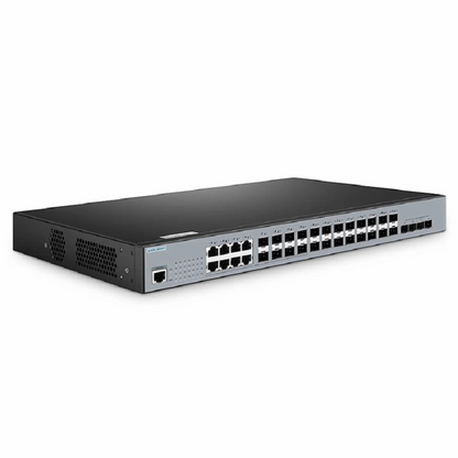 FyberOptix S3900-24F4S-R, 24-Port Gigabit Ethernet L2+ Switch, 16 x 1Gb SFP, 8 x 1Gb RJ45/SFP Combo Ports, with 4 x 10Gb SFP+ Uplinks, Stackable Switch