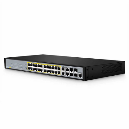 FyberOptix S3400-24T4FP, 24-Port Gigabit Ethernet L2+ PoE+ Switch, 24 x PoE+ Ports @370W, with 4 x 1Gb Combo Uplinks, Support ERPS