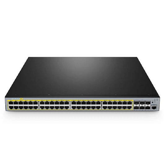 FyberOptix S3400-48T6SP, 48-Port Gigabit Ethernet L2+ PoE+ Switch, 48 x PoE+ Ports @370W, with 6 x 10Gb SFP+ Uplinks, AC+DC Power Supplies, Support Stacking