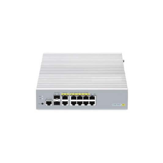 FyberOptix S3100-8TMS-P, 8-Port Gigabit Ethernet L2+ PoE+ Switch, 6 x PoE+ Ports, 2 x 5Gb PoE+ Ports@125W, 2 x 1Gb RJ45, with 2 x 10Gb SFP+ Uplinks, Broadcom Chip, Fanless