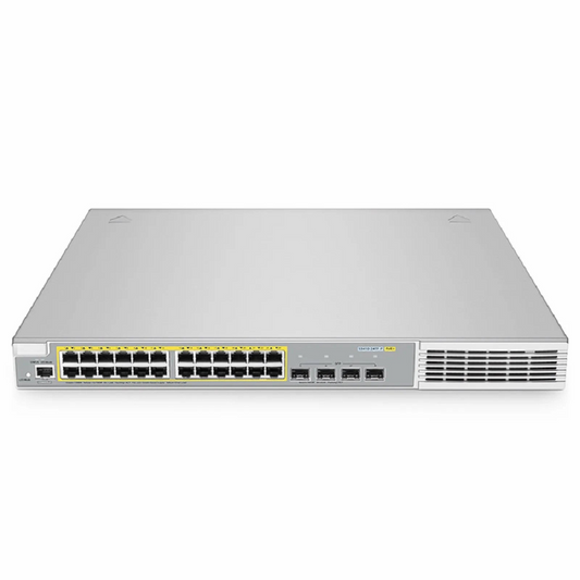 FyberOptix S3410-24TF-P, 24-Port Ethernet L2+ PoE+ Switch, 24 x PoE+ Ports @370W, with 4 x 1Gb SFP Uplinks, Stackable Switch, Broadcom Chip