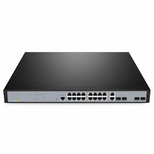 FyberOptix S3260-16T4FP, 16-Port Gigabit Ethernet L2+ PoE+ Switch, 16 x PoE+ Ports @250W, with 2 x 1Gb SFP Uplinks and 2 x Combo SFP Ports, Support IEEE 802.3af/at