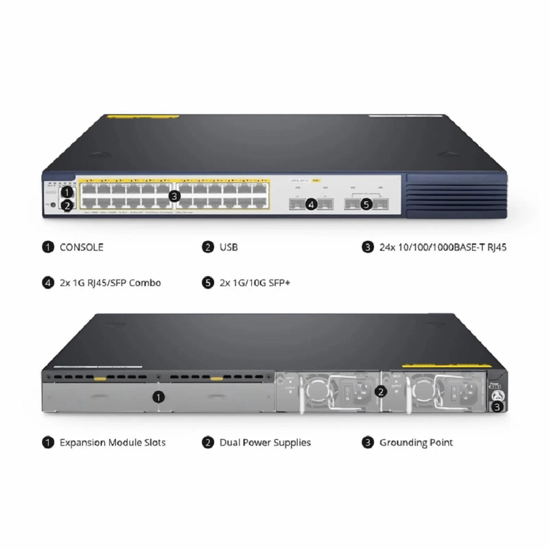 FyberOptix S3410-48TS-P, 48-Port Gigabit Ethernet L2+ PoE+ Switch, 48 x PoE+ Ports @740W, with 2 x 10Gb SFP+ Uplinks and 2 x Combo SFP Ports, PicOSÃ‚Â®, Support MLAG, Broadcom Chip