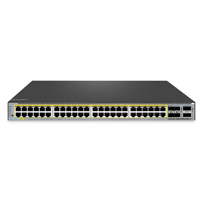 FyberOptix S5860-48XMG-U, 48-Port Ethernet L3 PoE++ Switch, 48 x 10GBASE-T/Multi-Gigabit Ports, 4 x 25Gb SFP28 Uplinks, with 2 x 40Gb QSFP+ Uplinks, PicOSÃ‚Â®, Support MLAG & Perpetual PoE, Broadcom Chip