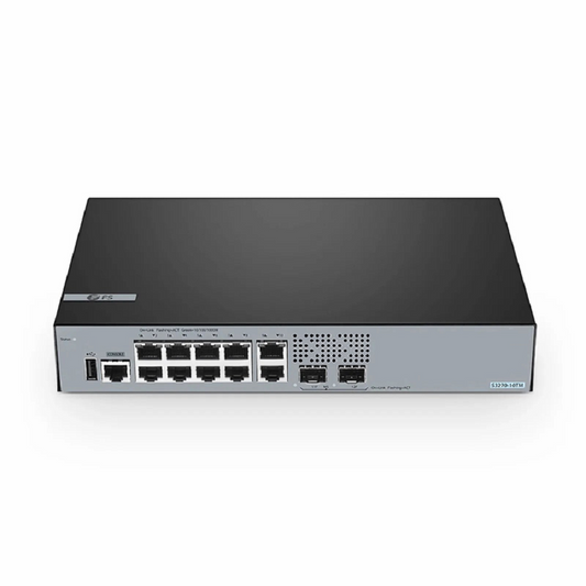 FyberOptix S3270-10TM, 10-Port Gigabit Ethernet L2+ Switch, 10 x Gigabit RJ45, with 2 x 1/2.5Gb SFP Uplinks, PicOSA®, Broadcom Chip