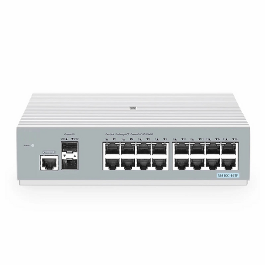 FyberOptix S3410C-16TF-P, 16-Port Gigabit Ethernet L2+ PoE+ Switch, 8 x PoE+ Ports@125W, 8 x 1Gb RJ45, with 2 x 1Gb SFP Uplinks, PicOSA®, Support MLAG, Broadcom Chip, Fanless