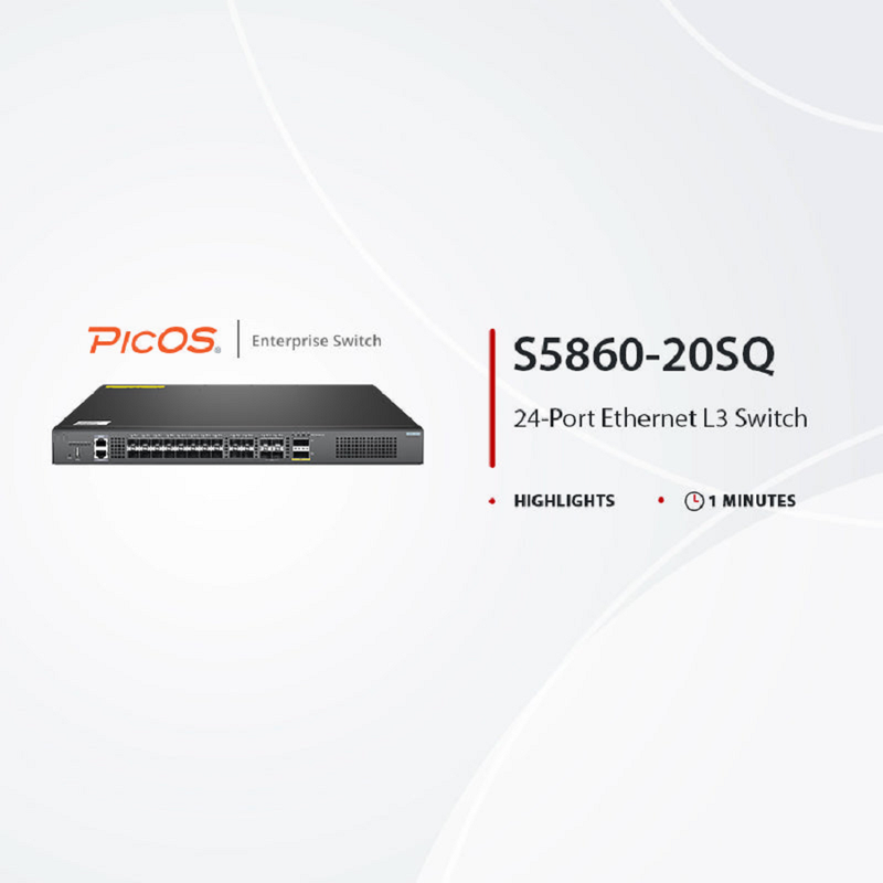FyberOptix S5860-20SQ, 24-Port Ethernet L3 Switch, 20 x 10Gb SFP+, with 4 x 25Gb SFP28 and 2 x 40Gb QSFP+, PicOSÃ‚Â®, Support MLAG, Broadcom Chip