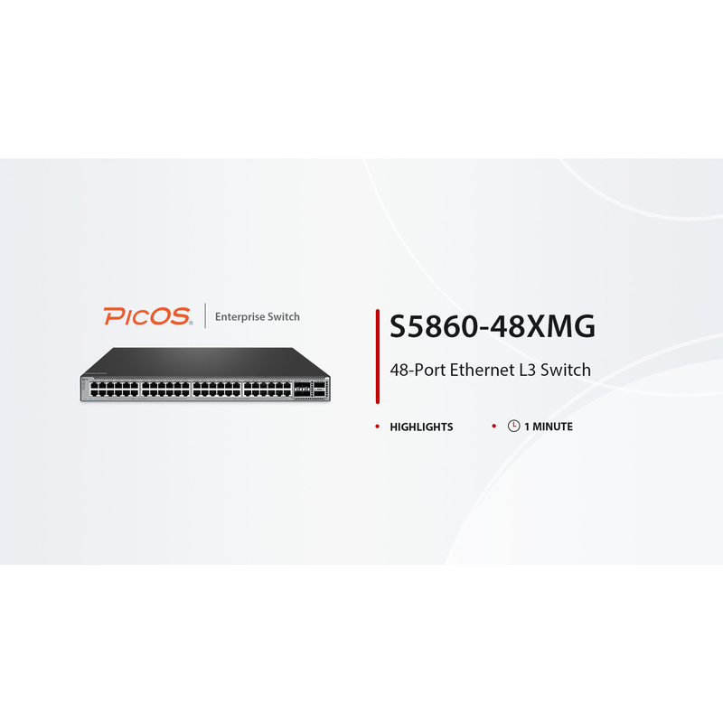 FyberOptix S5860-48XMG, 48-Port Ethernet L3 Switch, 48 x 10GBASE-T/Multi-Gigabit Ports, 4 x 25Gb SFP28, with 2 x 40Gb QSFP+ Uplinks, PicOSA®, Support MLAG, Broadcom Chip