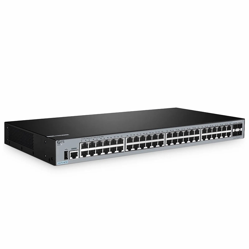 FyberOptix S3270-48TM, 48-Port Gigabit Ethernet L2+ Switch, 48 x Gigabit RJ45, with 4 x 1/2.5Gb SFP Uplinks, PicOSA®, Broadcom Chip