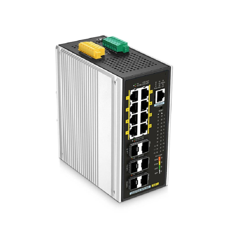 FyberOptix IES5200W-8U2F4SD, 8-Port Gigabit Ethernet L3 Managed Industrial PoE++ Switch, 8 x PoE++ Ports@360W, with 2 x 1/2.5Gb SFP, 4 x 10Gb SFP+, -40 to 75Ã‚Â°C Operating Temperature