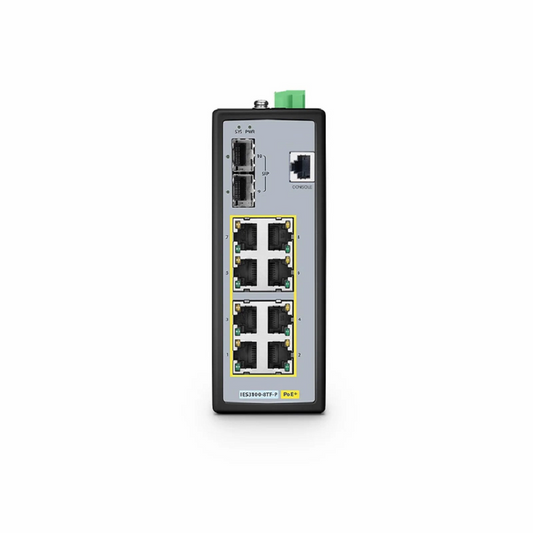FyberOptix IES3100-8TF-P, 8-Port Gigabit Ethernet L2+ Managed Industrial PoE+ Switch, 8 x PoE+ Ports @240W, with 2 x 1/2.5Gb SFP, Wide-Temp