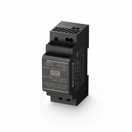 FyberOptix 30W 24VDC Ultra Slim Step-Shaped DIN Rail Industrial Power Supply