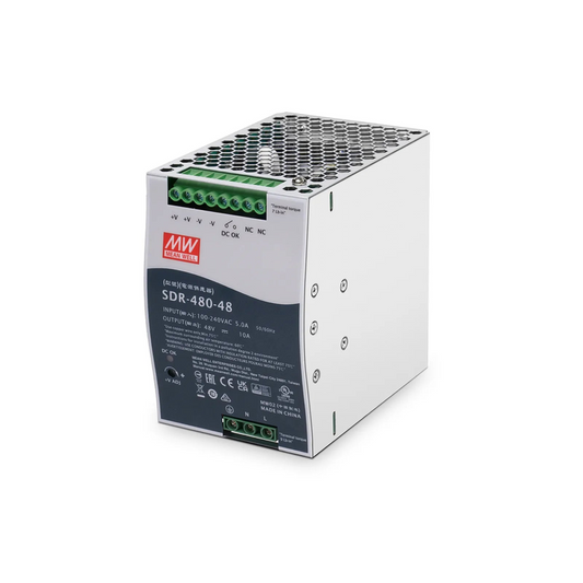 FyberOptix 480W 48VDC Slim DIN Rail High-Performance Industrial Power Supply with PFC Function