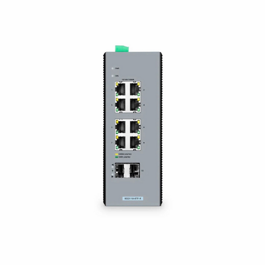 FyberOptix IES3110-8TF-R, 8-Port Gigabit Ethernet L2+ Managed Industrial Switch, 8 x 10/100/1000BASE-T, with 2 x 1Gb SFP, -40 to 75Ã‚Â°C Operating Temperature