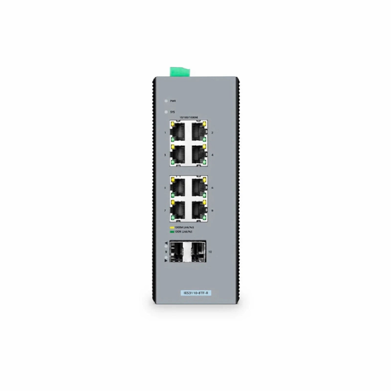 FyberOptix IES3110-8TFP-R, 8-Port Gigabit Ethernet L2+ Managed Industrial PoE+ Switch, 8 x PoE+ Ports @240W, with 2 x 1Gb SFP, Wide-Temp