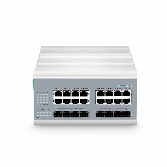 FyberOptix IES5100-16TS, 16-Port Gigabit Ethernet L2+ Managed Industrial Switch, 16 x 10/100/1000BASE-T, with 4 x 1Gb SFP and 4 x 10Gb SFP+, -40 to 75Ã‚Â°C Operating Temperature