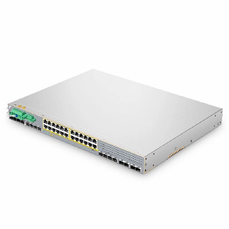 FyberOptix IES5100-24TS-P, 24-Port Gigabit Ethernet L2+ Managed Industrial PoE+ Switch, 20 x PoE+ Ports @720W, with 4 x 1Gb RJ45/SFP Combo, 8 x 1Gb SFP and 4 x 10Gb SFP+, -40 to 75A°C Operating Temperature