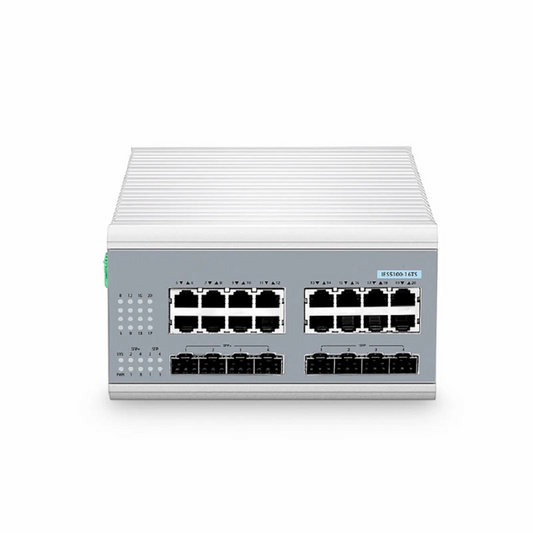 FyberOptix IES5100-16TS, 16-Port Gigabit Ethernet L2+ Managed Industrial Switch, 16 x 10/100/1000BASE-T, with 4 x 1Gb SFP and 4 x 10Gb SFP+, -40 to 75Ã‚Â°C Operating Temperature