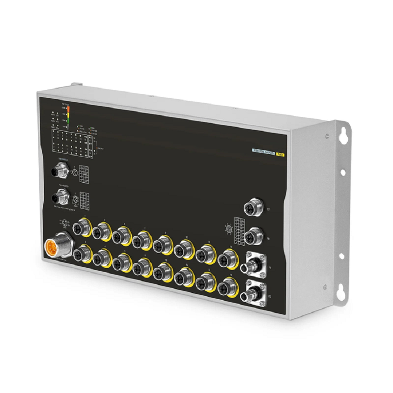 FyberOptix IES5120W-16U4XD, 16-Port Gigabit Ethernet L3 Managed Industrial PoE+ Switch, 16 x PoE+ Ports@100W, 2 x 10GBASE-T M12, with 2 x 10Gb Q-ODC, -40 to 70Ã‚Â°C Operating Temperature