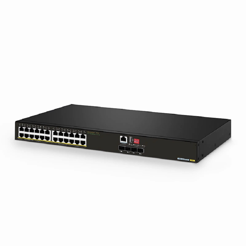 FyberOptix IES5120-28TS-P, 24-Port Gigabit Ethernet L2+ Managed Industrial PoE++ Switch, 8 x PoE++ Ports, 16 x PoE+ Ports @360W, with 4 x 1/10Gb SFP+, Wide-Temp