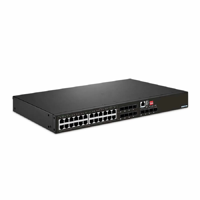 FyberOptix IES5120-28TF, 24-Port Gigabit Ethernet L2+ Managed Industrial Switch, 16 x 10/100/1000BASE-T, with 8 x 1Gb RJ45/SFP Combo and 4 x 1Gb SFP, -40 to 75Ã‚Â°C Operating Temperature