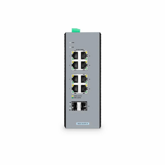 FyberOptix IES3110-8TFP-R, 8-Port Gigabit Ethernet L2+ Managed Industrial PoE+ Switch, 8 x PoE+ Ports @240W, with 2 x 1Gb SFP, Wide-Temp