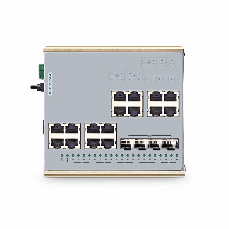 FyberOptix IES3100-16TM, 16-Port Gigabit Ethernet L2 Managed Industrial Switch, 16 x 10/100/1000BASE-T, with 4 x 1/2.5Gb SFP, -40 to 85Ã‚Â°C Operating Temperature