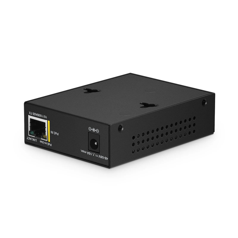 FyberOptix IES1110W-2PD, 1-Port 10/100M Fast Ethernet Long Reach PoE over UTP Injector, 1 x PoE+ Input to 1 x 10/100BASE-T RJ45 Output, -20 to 70Ã‚Â°C Operating Temperature