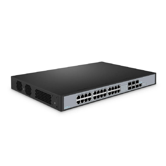 FyberOptix IES5300R-24U2X2SAD, 24-Port Gigabit Ethernet L3 Managed PoE++ Switch, 24 x PoE++ Ports@720W, 2 x 10GBASE-T, with 2 x 10Gb SFP+, 0 to 50Ã‚Â°C Operating Temperature