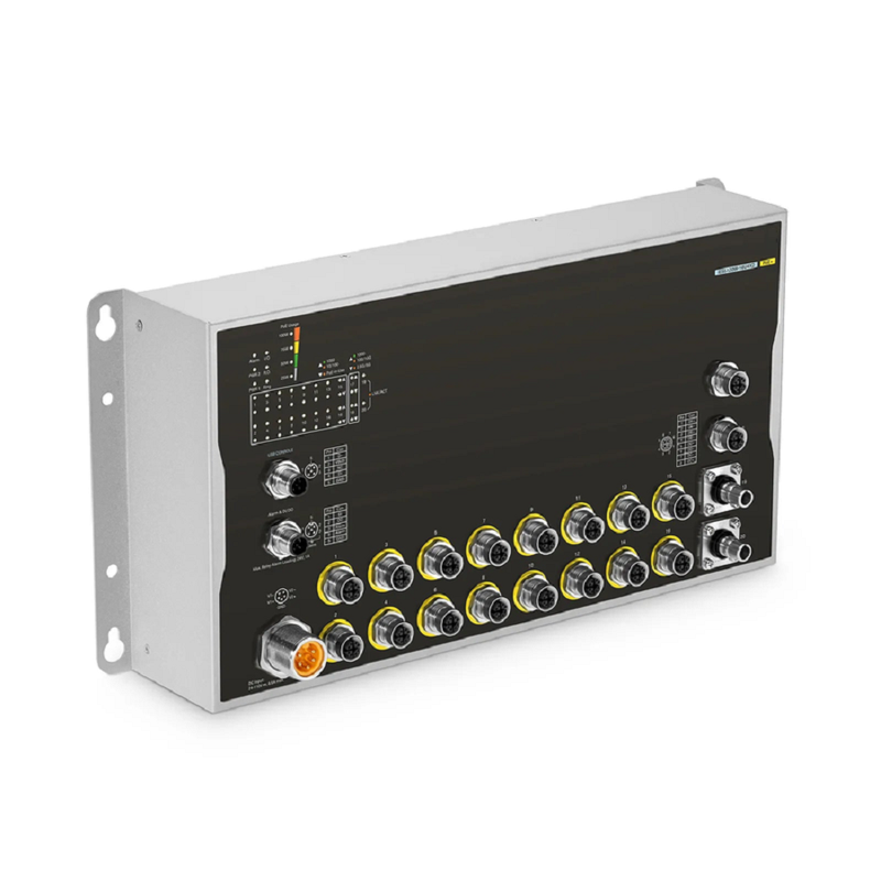 FyberOptix IES5100W-8U8T4XD, 16-Port Gigabit Ethernet L3 Managed Industrial PoE+ Switch, 8 x PoE+ Ports@100W, 8 x 10/100/1000BASE-T M12, 2 x 10GBASE-T M12, with 2 x 10Gb Q-ODC, -40 to 70Ã‚Â°C Operating Temperature