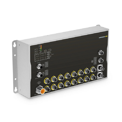 FyberOptix IES5110W-16U4XD, 16-Port Gigabit Ethernet L3 Managed Industrial PoE+ Switch, 16 x PoE+ Ports@100W, 2 x 10GBASE-T M12 Bypass, with 2 x 10Gb Q-ODC, -40 to 70A°C Operating Temperature