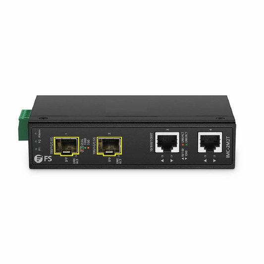 FyberOptix Industrial Unmanaged 2 x 10/100/1000Base-T RJ45 to 2 x 100/1000/2500Base-X SFP Gigabit Ethernet Media Converter