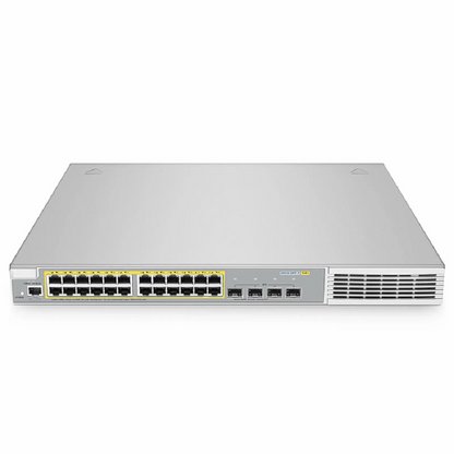 FyberOptix S3410-24TF-P, 24-Port Ethernet L2+ PoE+ Switch, 24 x PoE+ Ports @370W, with 4 x 1Gb SFP Uplinks, Stackable Switch, Broadcom Chip