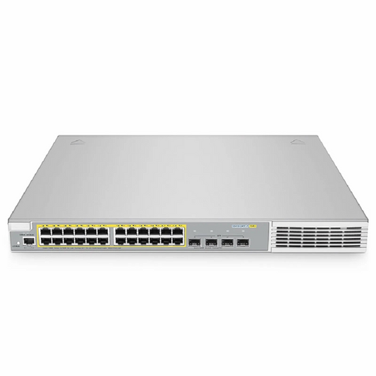 FyberOptix S3410-24TF-P, 24-Port Ethernet L2+ PoE+ Switch, 24 x PoE+ Ports @370W, with 4 x 1Gb SFP Uplinks, Stackable Switch, Broadcom Chip