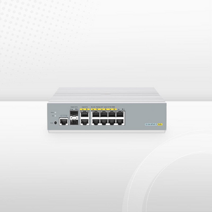 FyberOptix S3100-8TMS-P, 8-Port Gigabit Ethernet L2+ PoE+ Switch, 6 x PoE+ Ports, 2 x 5Gb PoE+ Ports@125W, 2 x 1Gb RJ45, with 2 x 10Gb SFP+ Uplinks, Broadcom Chip, Fanless