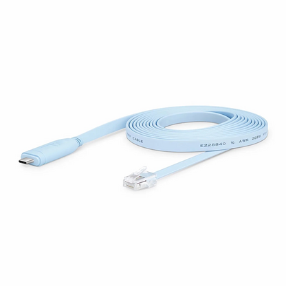 FyberOptix 7ft (2m) USB C (Male) to RJ45 (Male) Console Cable, Blue