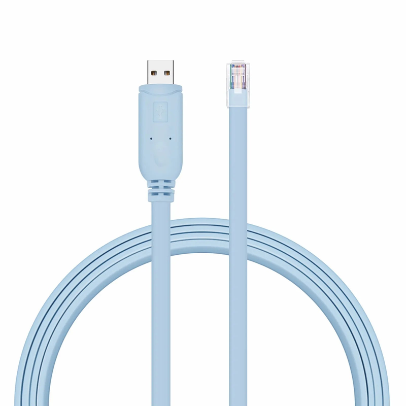 FyberOptix 7ft (2m) USB (Male) to RJ45 (Male) Console Cable, Blue
