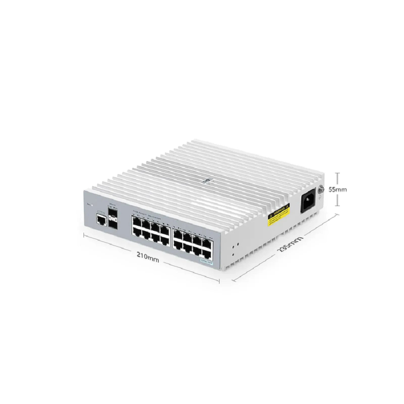 FyberOptix S3100-8TMS-P, 8-Port Gigabit Ethernet L2+ PoE+ Switch, 6 x PoE+ Ports, 2 x 5Gb PoE+ Ports@125W, 2 x 1Gb RJ45, with 2 x 10Gb SFP+ Uplinks, Broadcom Chip, Fanless
