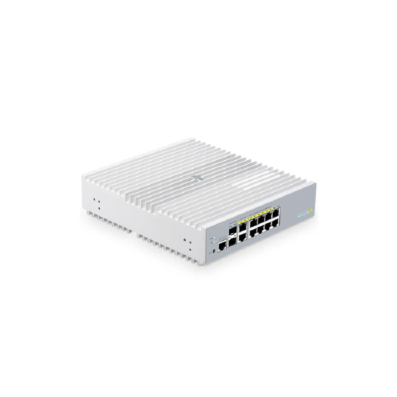 FyberOptix S3100-8TMS-P, 8-Port Gigabit Ethernet L2+ PoE+ Switch, 6 x PoE+ Ports, 2 x 5Gb PoE+ Ports@125W, 2 x 1Gb RJ45, with 2 x 10Gb SFP+ Uplinks, Broadcom Chip, Fanless