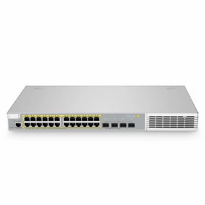FyberOptix S3410-24TF-P, 24-Port Ethernet L2+ PoE+ Switch, 24 x PoE+ Ports @370W, with 4 x 1Gb SFP Uplinks, Stackable Switch, Broadcom Chip