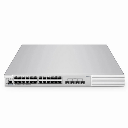 FyberOptix S3910-24TS, 24-Port Gigabit Ethernet L2+ Switch, 24 x Gigabit RJ45, with 4 x 10Gb SFP+ Uplinks, Stackable Switch, Broadcom Chip