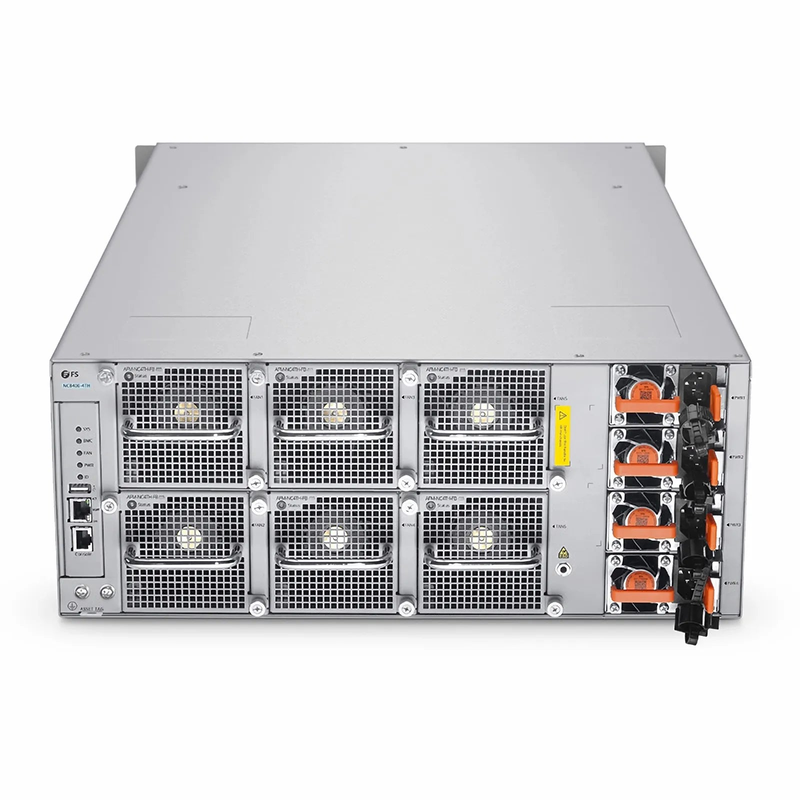 FyberOptix NC8400-4TH, 4-Slot 4U Ethernet L3 Data Center Chassis Switch Unloaded, with 4x 40/100/400Gb Line Cards, Supports MLAG, Broadcom Chip