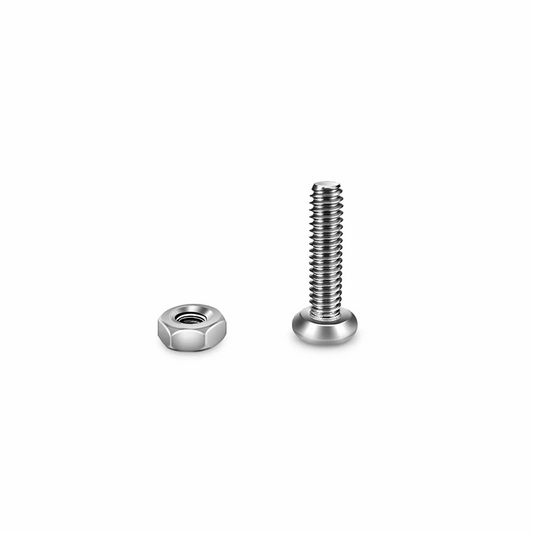 FyberOptix M2Ã—8mm Model Screw and Nut, Nickel-plated, Silver, 50pcs/Pack