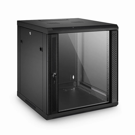 FyberOptix 12U GW600-Series 19" 4-Rails Wall Mount Cabinet with Glass Front Door
